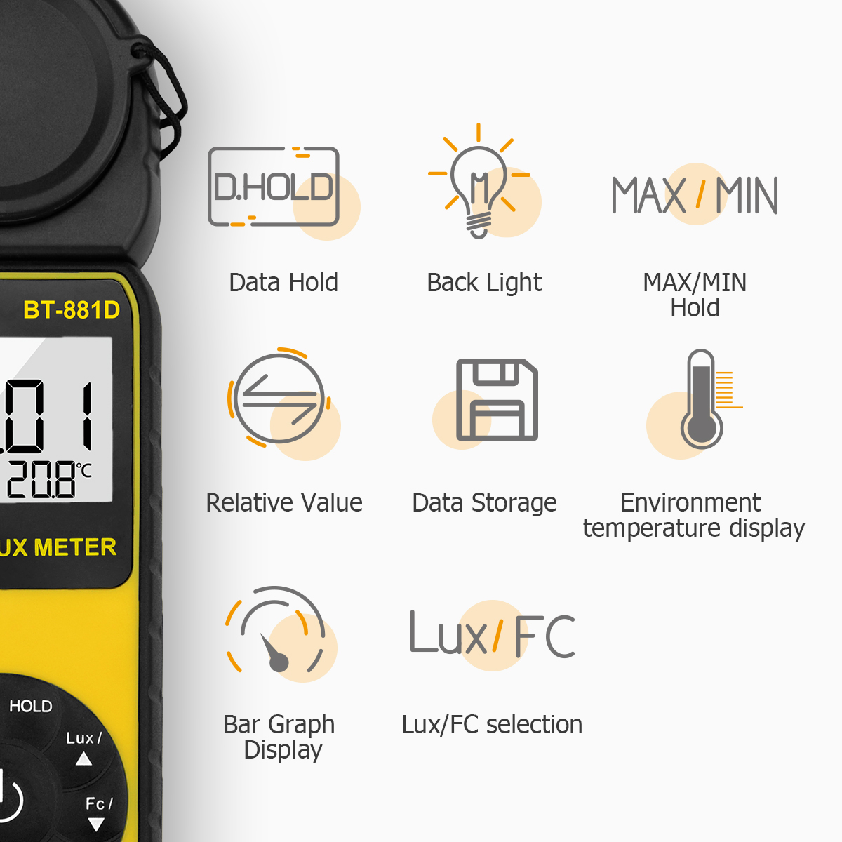 Photography Lighting Handheld - Цифровой люксметр 400 000 люкс, портативный