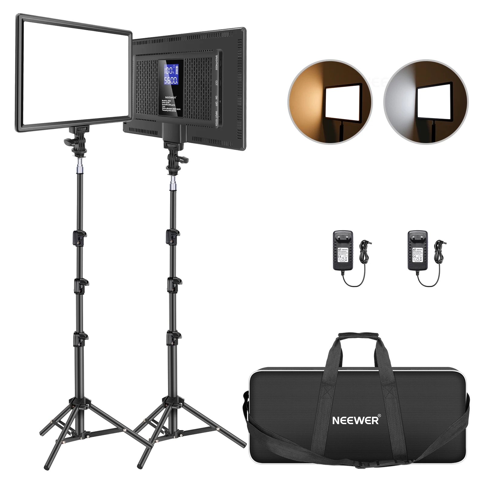 Photography Lighting Kit Neewer - Набор светодиодных панелей Neewer с регулируемой