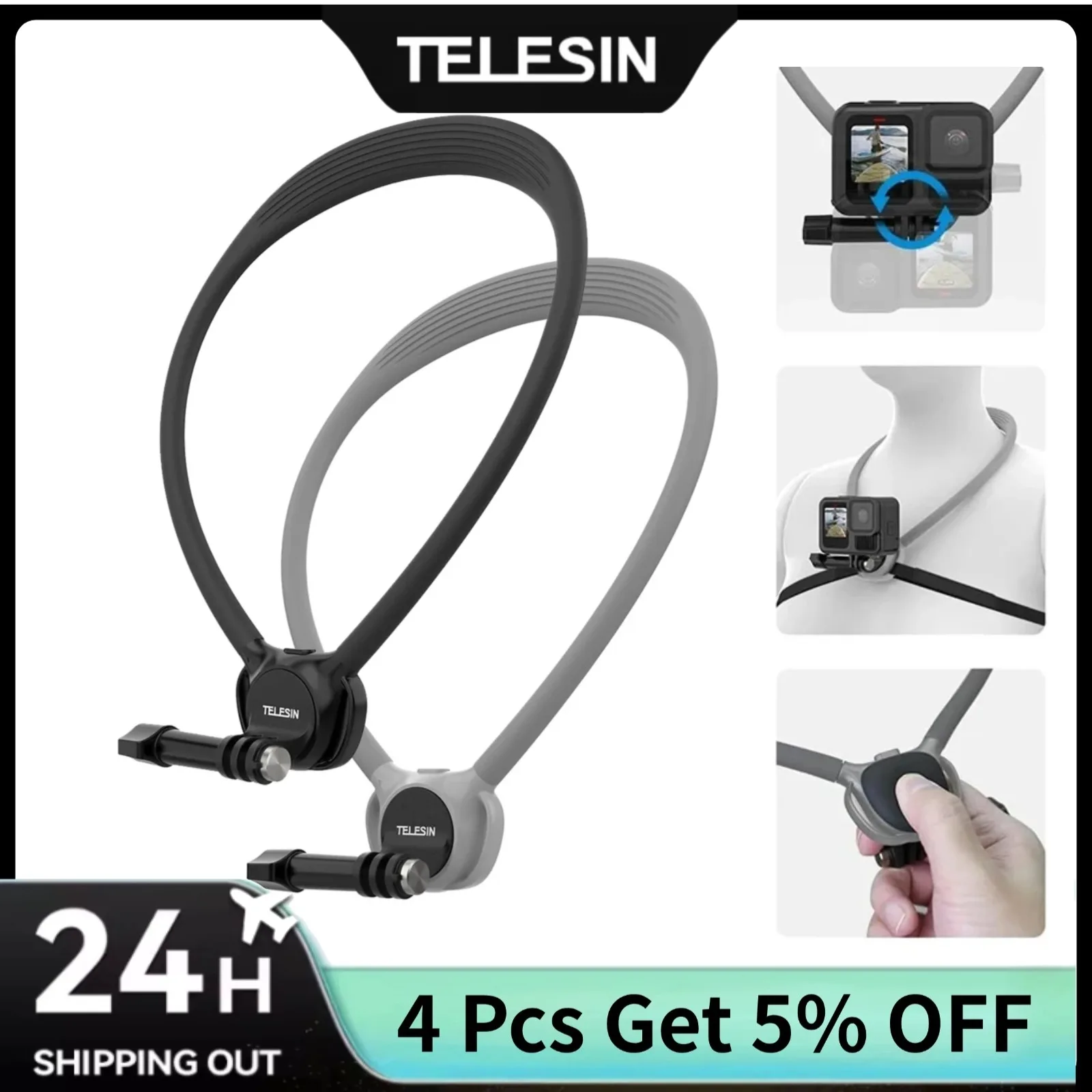 Insta360 Camera Go 3 - TELESIN силиконовое крепление на шею для